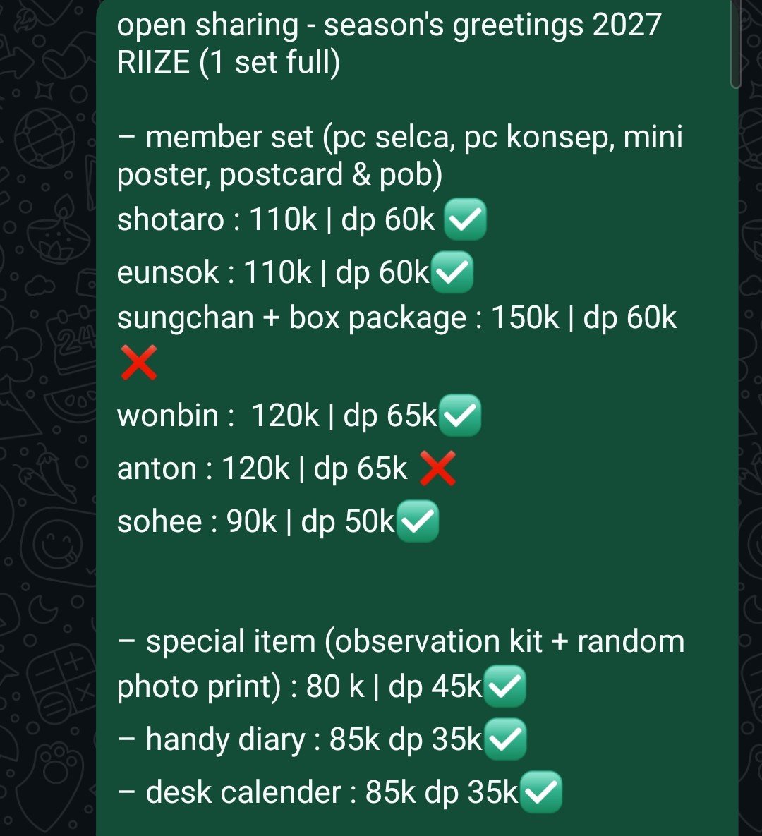 zipbyronaaa_'s tweet photo. @chanyoungbby halo, kak ... aku masih banyak yg avail, kalau msh berminat boleh ha https://t.co/6gmthxR6Z2