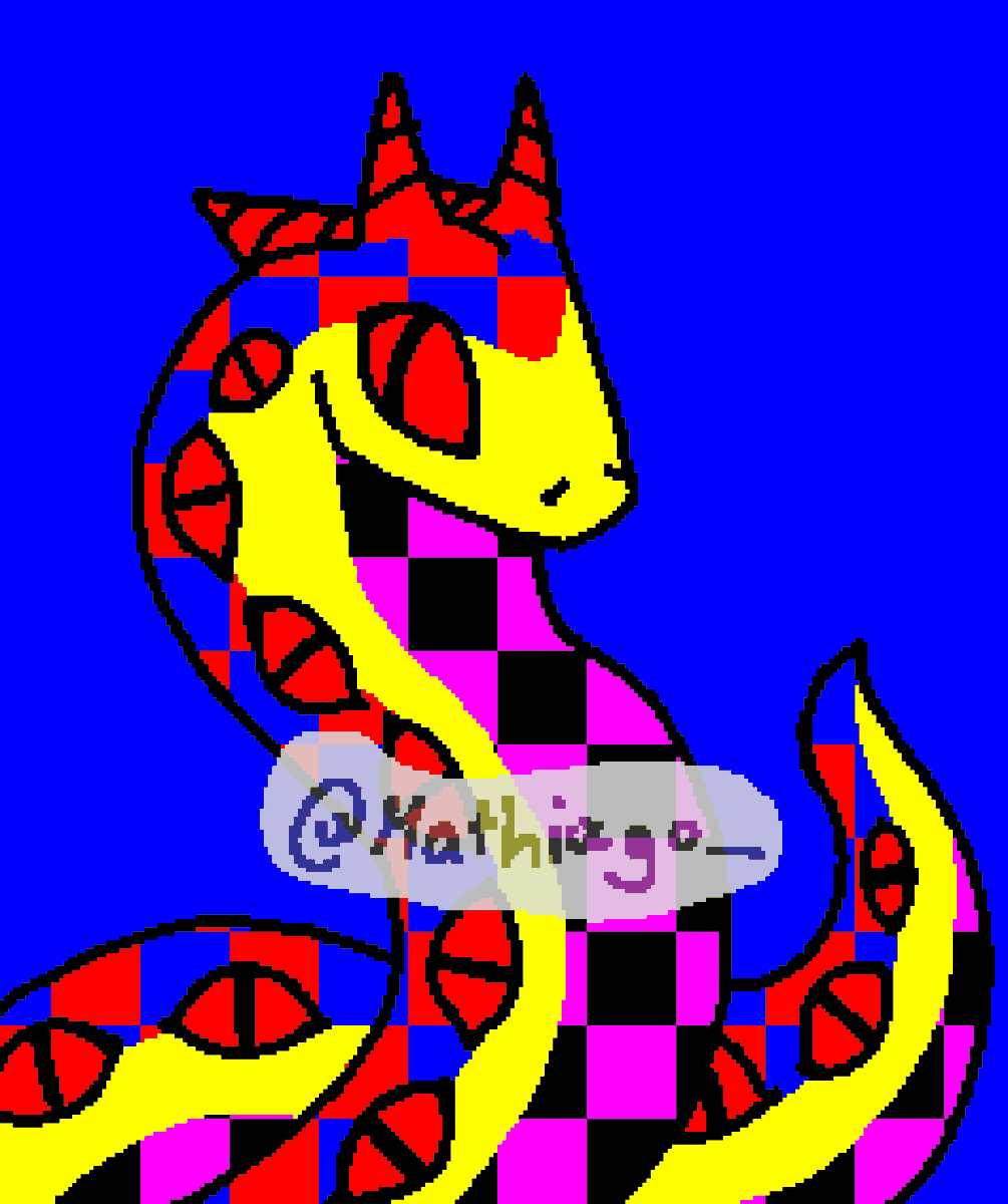 mathiago_'s tweet photo. Day 17 - Horned Serpent saturated
============================  
#pixelart #pixelartist #pixelartwork #art #Weretober #Weretober2026 https://t.co/aoNtwguzAD