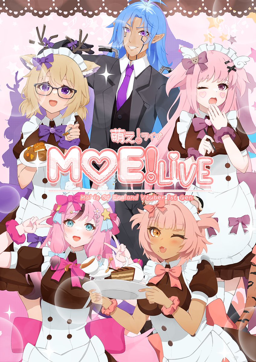 MOELive_VT's tweet photo. ꔫMOE!Liveꔫ
Okaerinasaimase, We are @MaidsOfEngland's VTuber Branch! 

ꔫ🍖🥕 - @FangyStreams
ꔫ☁️✖️ - @napdraws
ꔫ 🌸🎤-  @plushiepixie
ꔫ🐯🍳 - @ToriThaiga
ꔫ🏍️👻 - @MercuryAsoge 

ꔫ General: #MOEkaeri
ꔫ Art Tag: #MOEzart
ꔫ Fan names: MOEtakus https://t.co/1jE803OipG