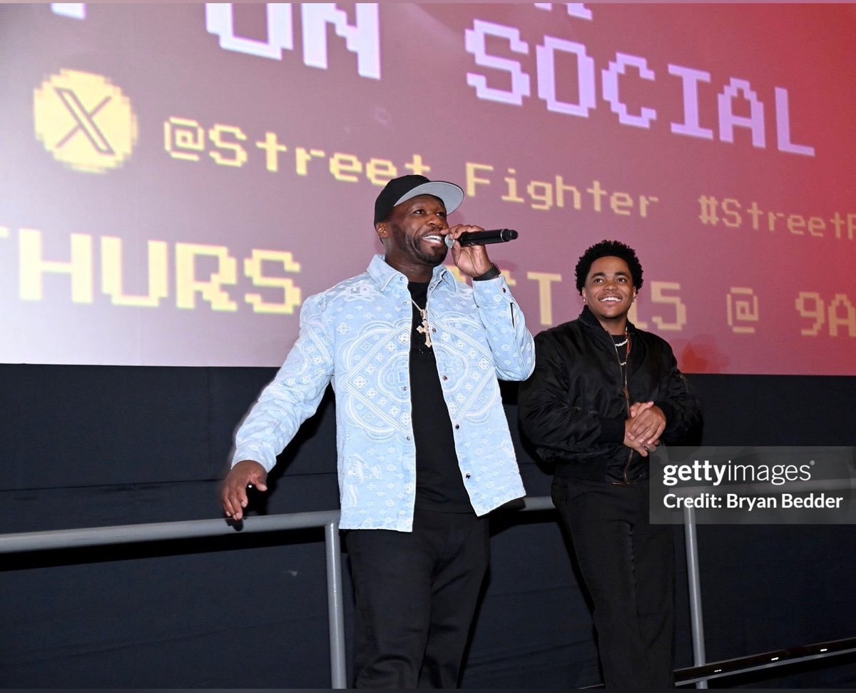 pencerichard09's tweet photo. 50 Cent and Michael Rainey Jr. at the #StreetFighter� Premiere in NYC (10.14.26) https://t.co/e4lLfoCBnU