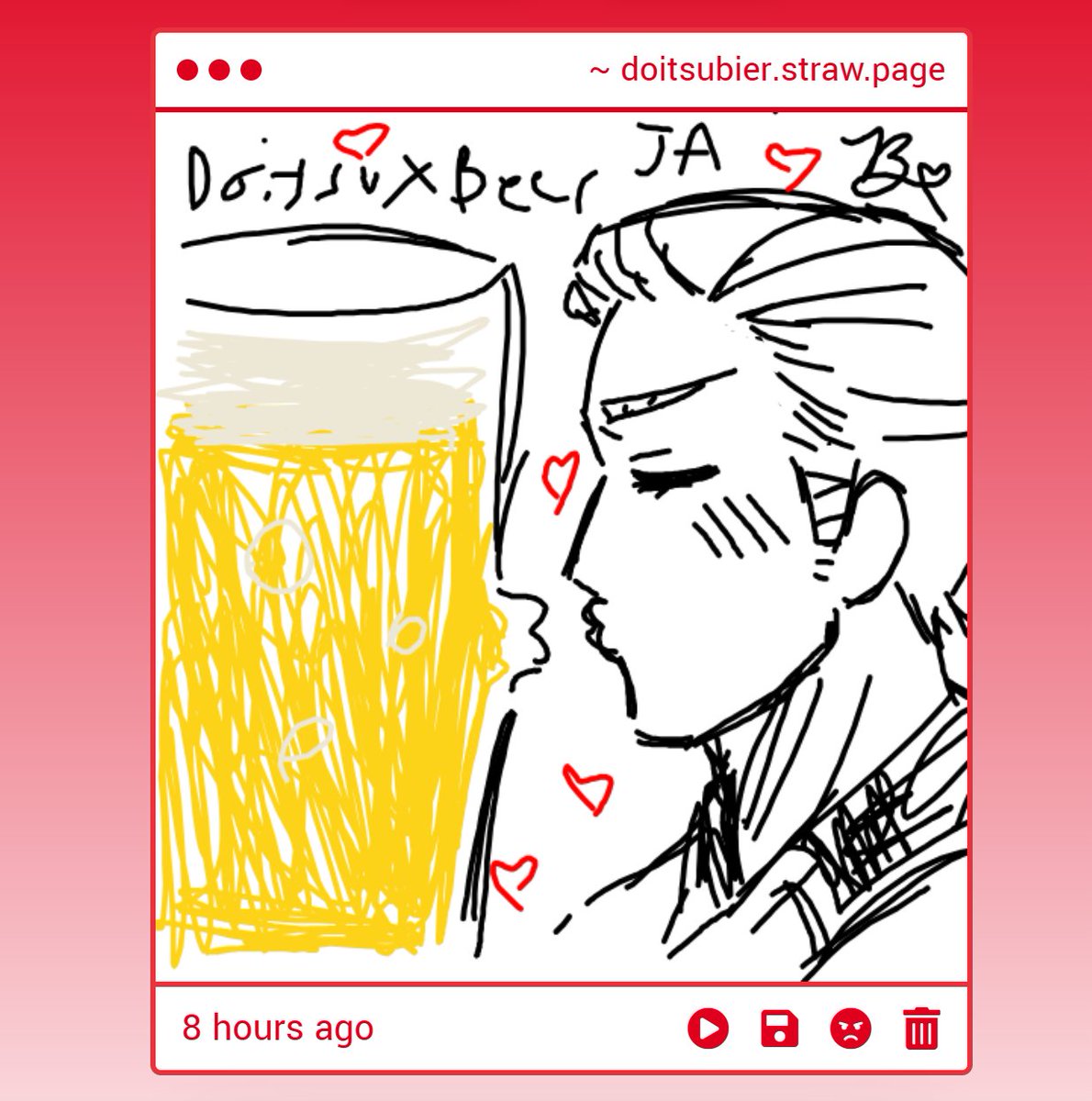DoitsuBier's tweet photo. HOLY SCHEIßE!!!!!!!!!!!!!!!!! Mein face is flushing......... Ah.. Was it zat obvious that I love bier..? Mein gott........... I wish this drawink was real................ If bier could kiss me back.......... sigh https://t.co/oCEDHAzMdk