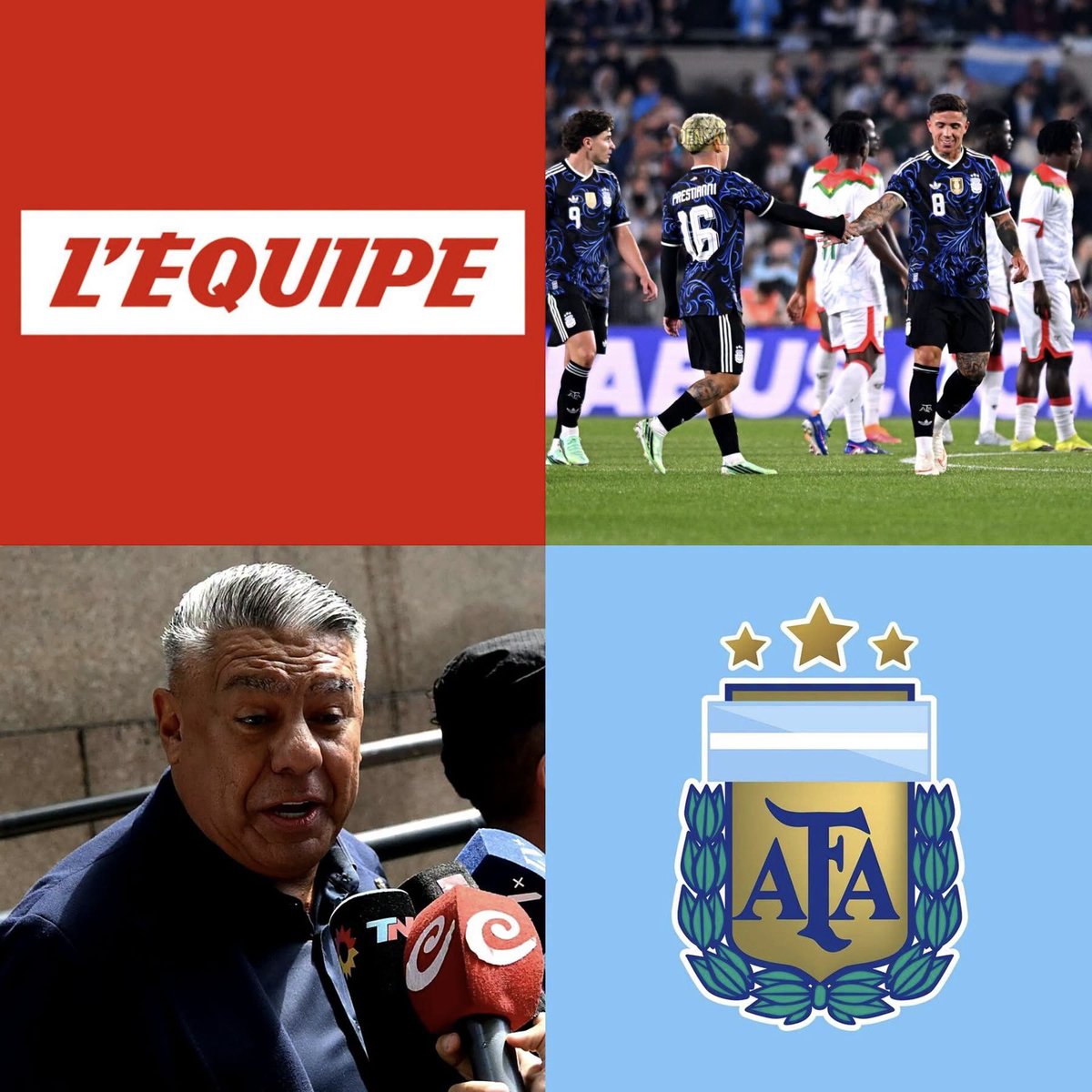 MotivacionesF's tweet photo. 🚨🇫🇷 ¡L’ÉQUIPE LANZA UNA DURA CRÍTICA A ARGENTINA!

El prestigioso diario francés cuestionó los amistosos de la Albiceleste contra selecciones de menor nivel y puso en duda el verdadero valor competitivo de estos encuentros. 👀

💣 Sus principales argumentos:

🔹 Desde que ganó el Mundial de Qatar, Argentina habría evitado enfrentarse a grandes potencias en amistosos, optando por rivales como Mauritania y Zambia.

🔹 Estos partidos permiten sumar puntos en el ranking FIFA con un riesgo deportivo mucho menor, protegiendo la posición de las selecciones mejor clasificadas.

🔹 El negocio también pesa: las promotoras organizan encuentros en Estados Unidos y Asia para generar grandes ingresos, incluso por encima del beneficio futbolístico.

💰 ¿PRIORIDAD AL NEGOCIO O A LA COMPETENCIA? La polémica está servida. 🇦🇷👀