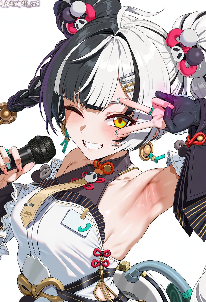 PanPit_art's tweet photo. 「あのポーズ」

作らずにスルーしたら絶対絶対後悔すると思うくらいのポーズだったので、つい魅入られたように作ってしまいました😍✌️

……大変だ。フィオニーちゃんのPVだったはずなのに、ダイアリンちゃんのことが頭から離れない…😫💞

ダイアリン / Dialyn / 琉音
Zenless Zone Zero SFW Illustration
#ゼンゼロ #ZZZ #绝区零