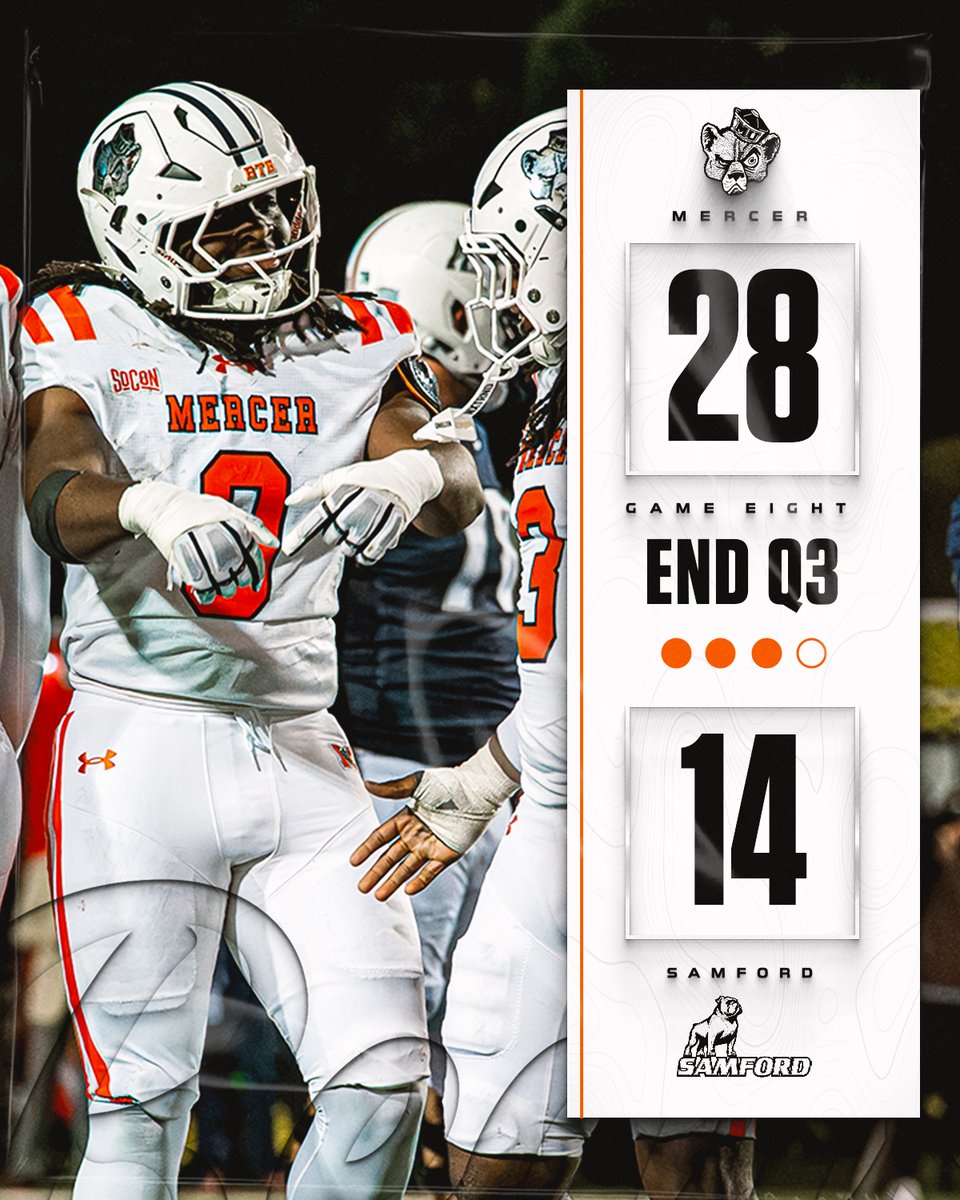 MercerFootball's tweet photo. One quarter to go.

#ATTACK https://t.co/eBhqKd6n3w
