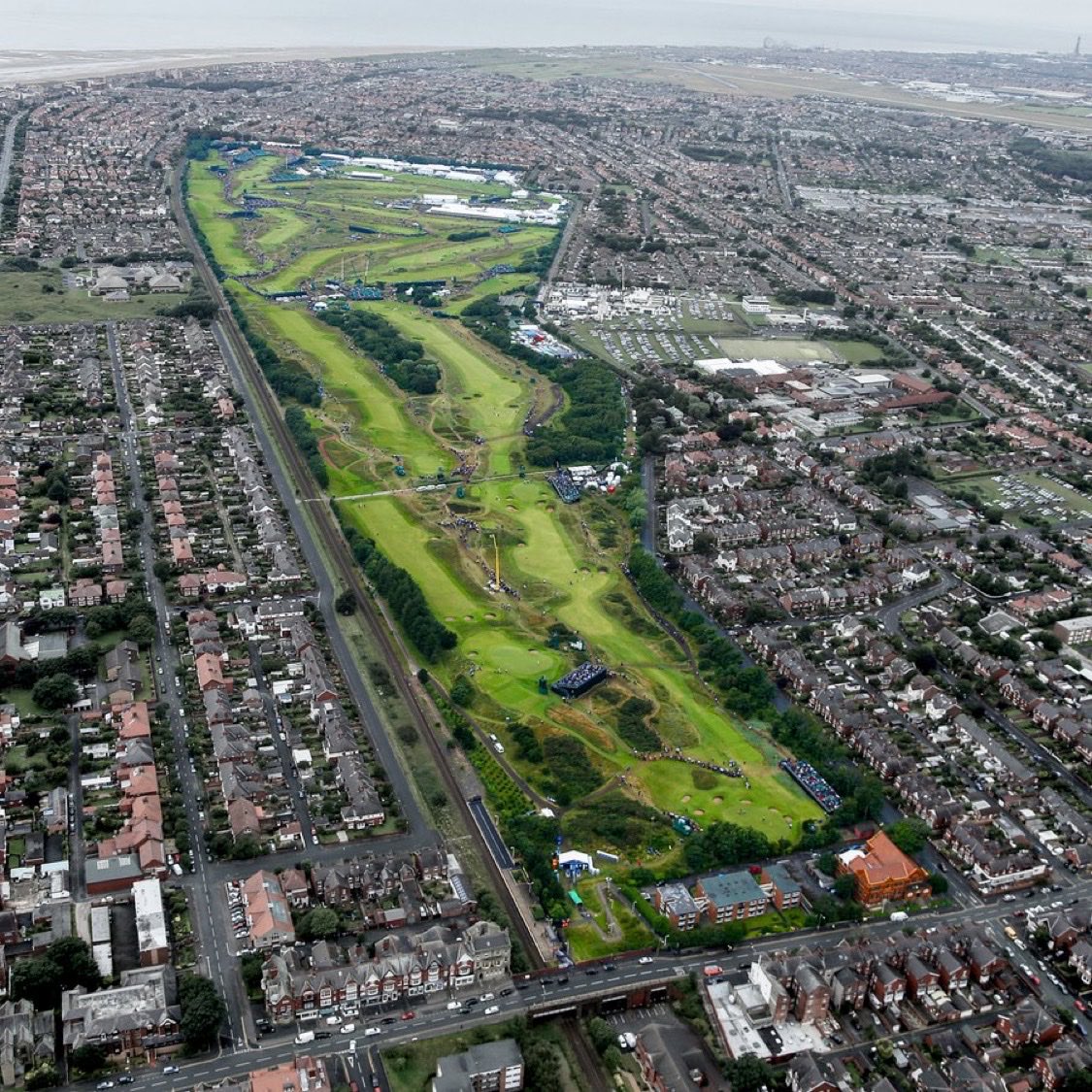 golfballingpod's tweet photo. An aerial view of Royal Lytham at the 2012 Open. https://t.co/ojjfmqYRzV