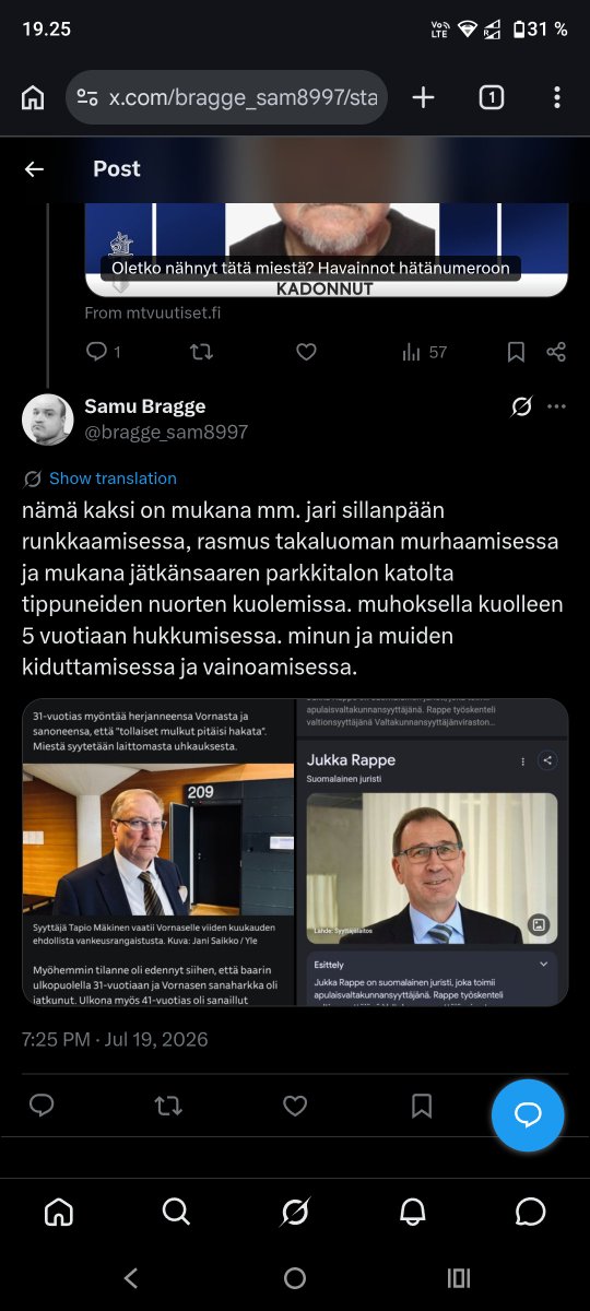 bragge_sam8997's tweet photo. @iltalehti_fi suomen valtiopetturlt kiduttaa raiskaa ja tappaa ihmisiä

lapsellisia hyypiöitä

https://t.co/cJgklvA7Gr https://t.co/cNdt5NtLEb
