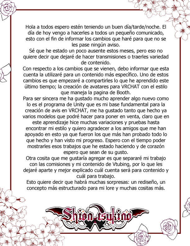 ShizukaVr's tweet photo. Holii  buenaas nocheees, dejo a qui un pequño comunicado y comentando cositas que are y cambios que ando empezando hacer de a poco ya que quiero regresar a los streaming  .

Mi nueva cuenta de twitter donde la dedicare para el vtubing y contenido al 100%.

seria @ShizukaVT1 https://t.co/M9vAc2p45p