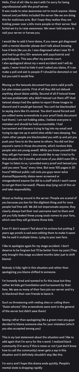 Dummbersh's tweet photo. I'm dummy and this is an alt to avoid getting my info leaked. Because idaios and twixxel wants hunting me down.

Please read my statement and let me know what would you like to know. 

Also I would like to add that they exposed kids full profiles to their fans which now+ https://t.co/6VQ5ykyulV