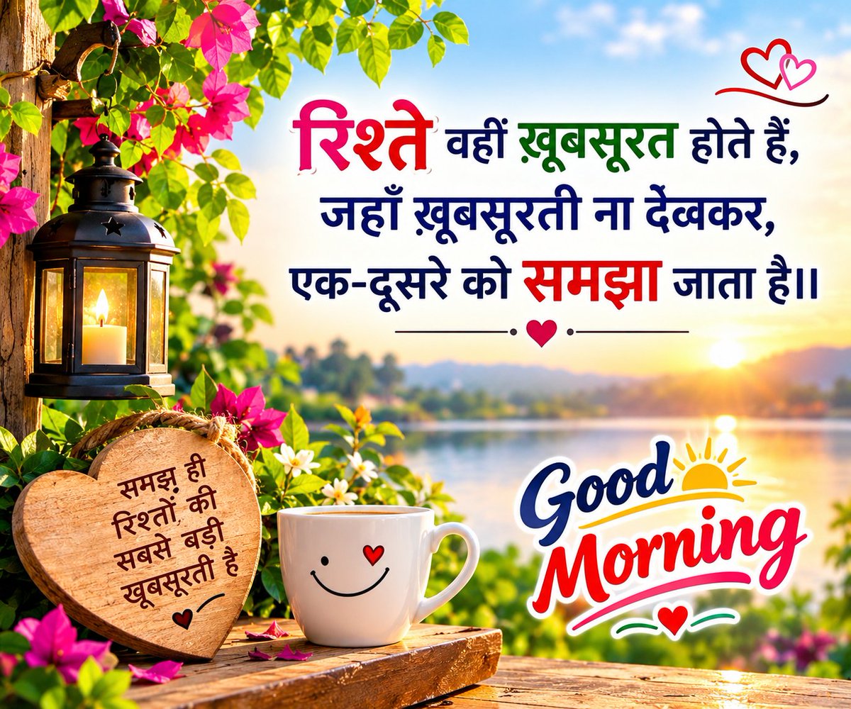 DeepakArora83's tweet photo. रिश्ते वहीं ख़ूबसूरत होते हैं,
जहाँ ख़ूबसूरती ना देखकर,
एक-दूसरे को समझा जाता है।।
#GoodMorning
#SundayTimes https://t.co/plBZjqWsod
