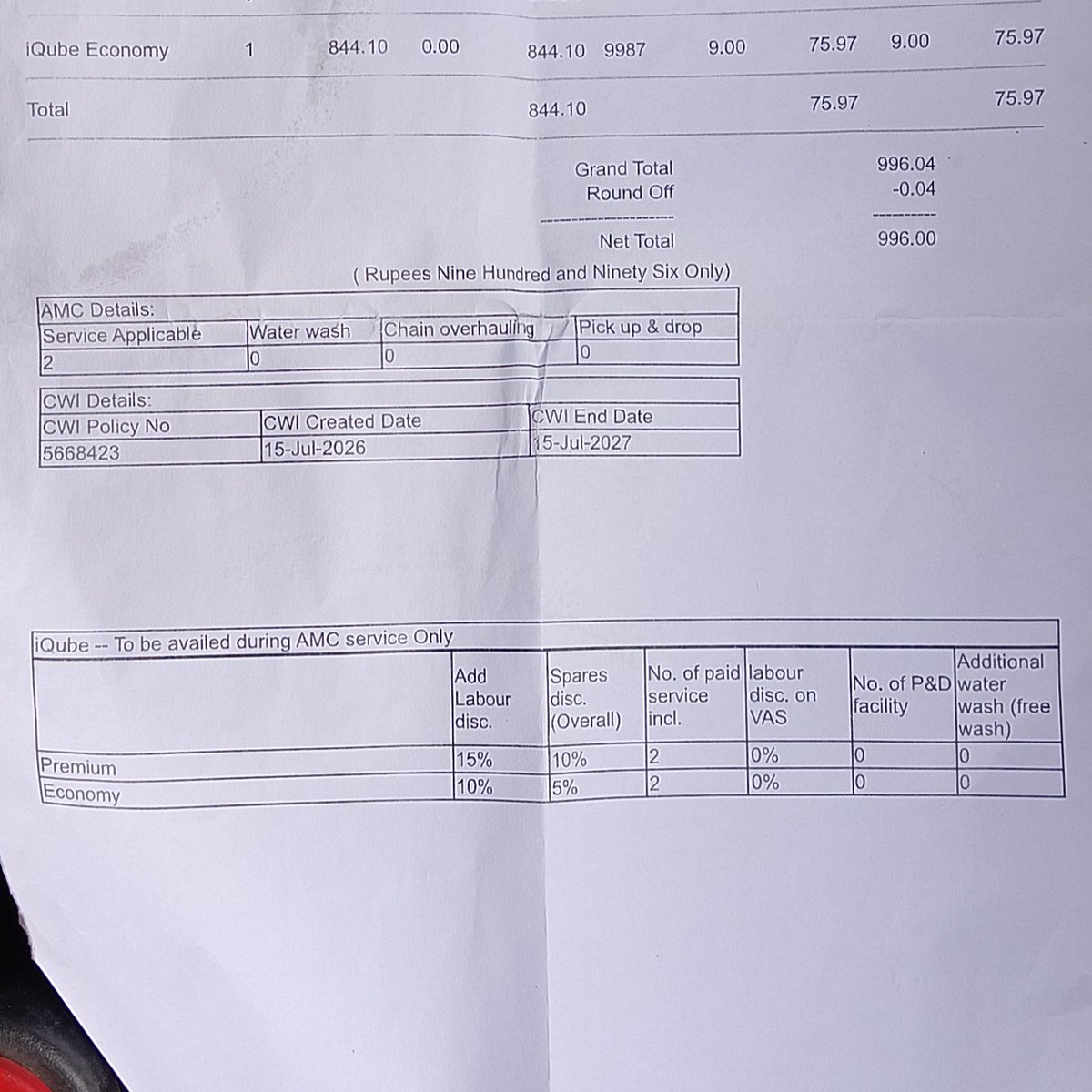 preetilnk11's tweet photo. Ye TVS cube ki ek bhi service free kyu nhi hoti hai, AMC banakar dete hai, 2 service ki 1000rs ki, aisa kyu....
Isme to kuch saman bhi nhi lagana padta fir bhi.... https://t.co/RjfxBdjOFi