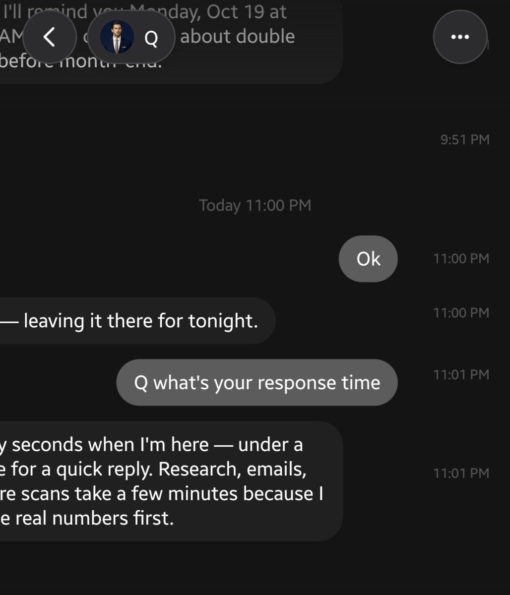 Veriflier's tweet photo. Grok Bot reaponse time for us is less then 3, secs for simple tasks. Far less disconnects and freezes! Awesome update! https://t.co/kyOrOalGzu