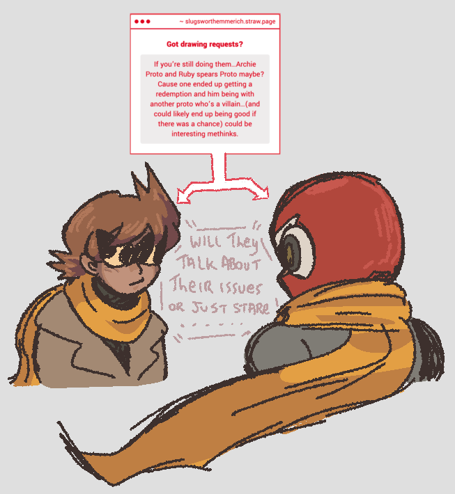 EmmerichOtacon_'s tweet photo. (More Art Requests YES!) Proto Man to Proto Man communication...?? #megaman https://t.co/gU9jpUh2C8