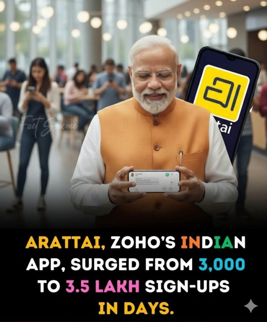 sahil_kr_'s tweet photo. After the new end to end encryption update Arattai surged from 3000 to 3.5 Lakh sing-ups in days this is just the beginning 🔥 https://t.co/Eq0eLXiMqs