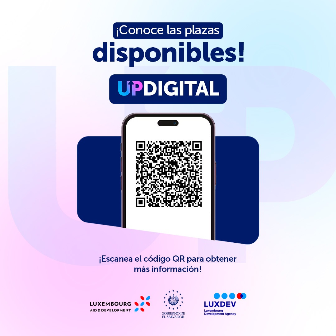 PrensaMiTrabajo's tweet photo. UPDigital, iniciativa impulsada por el Gobierno del Presidente @nayibbukele y @LuxDev_HQ, @LUinSanJose, cuenta con nuevas ofertas laborales para personas con competencias digitales.

🔹 Escanea el código QR.
🔹 Conoce las plazas disponibles.
🔹 Aplica a la oportunidad que se adapte a tu perfil.

@cooperation_lu

 #LuxAid