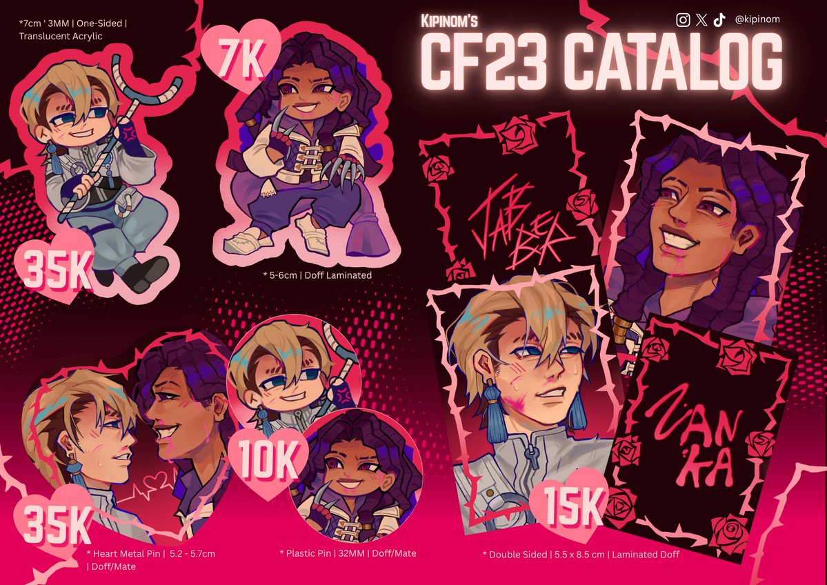 kipinom's tweet photo. [❤️ &amp; 🔁s are appreciated]

Kipp's #CF23 PO and OTS catalog

🧠 PO period: 18 - 22 October
📍 OTS pickup: L-20 (both days)
🫀 GACHIAKUTA, Janka
💌 Pay via QRIS 

🔗 Pickup: https://t.co/whENoMS2dp

#cf23catalogue #comifuro23 https://t.co/LvbidNVTK0