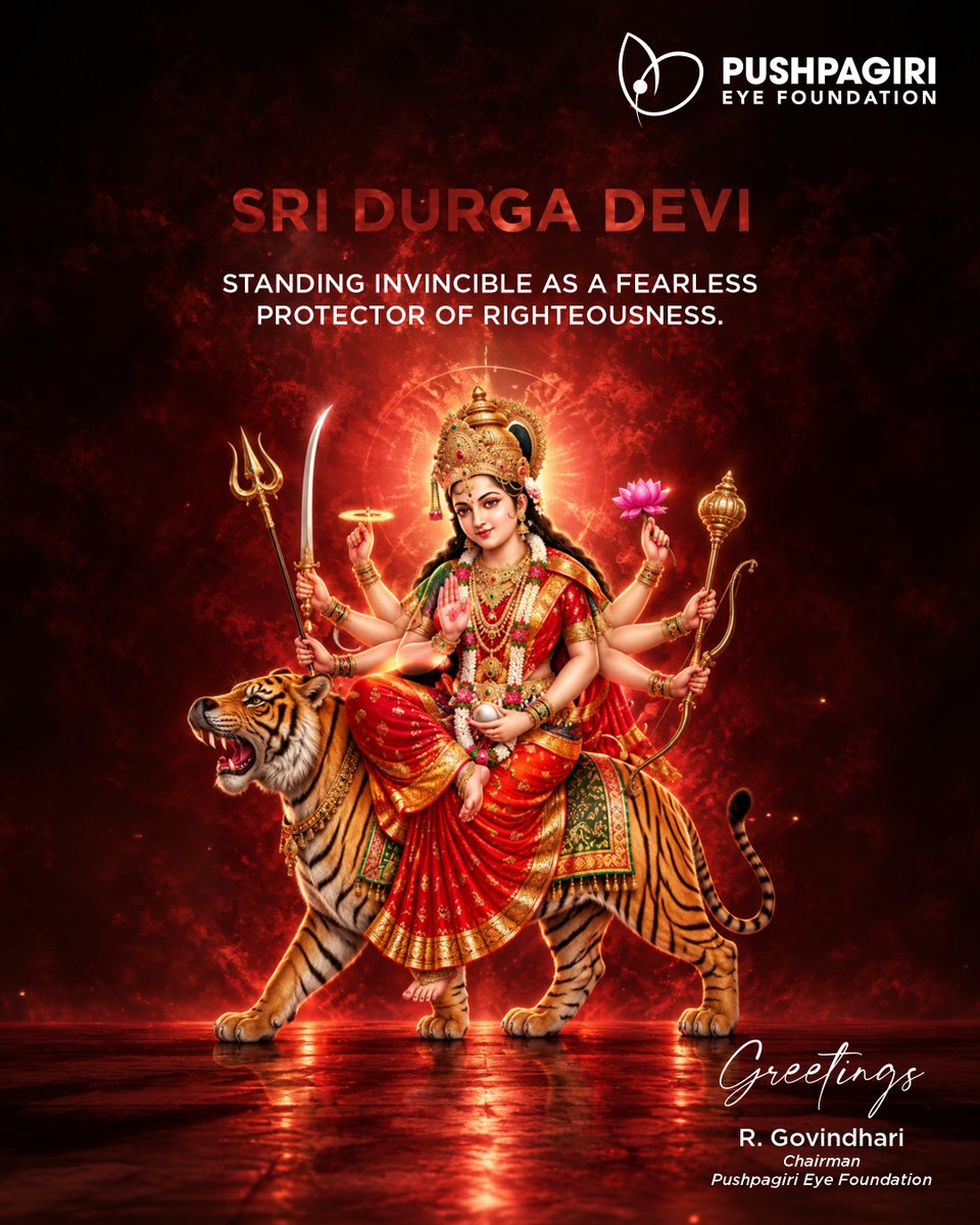 Govindhari_R's tweet photo. 🌺🙏 Day 8 – Sri Durga Devi 🔱 May Maa Durga bless us with courage, strength, and protection. ❤️✨ May Her divine grace remove negativity and guide us to overcome every challenge with faith and devotion. Jai Mata Di! 🙏🌸 #Navaratri2026 #Day8 #SriDurgaDevi https://t.co/r5UtD9Ckc6