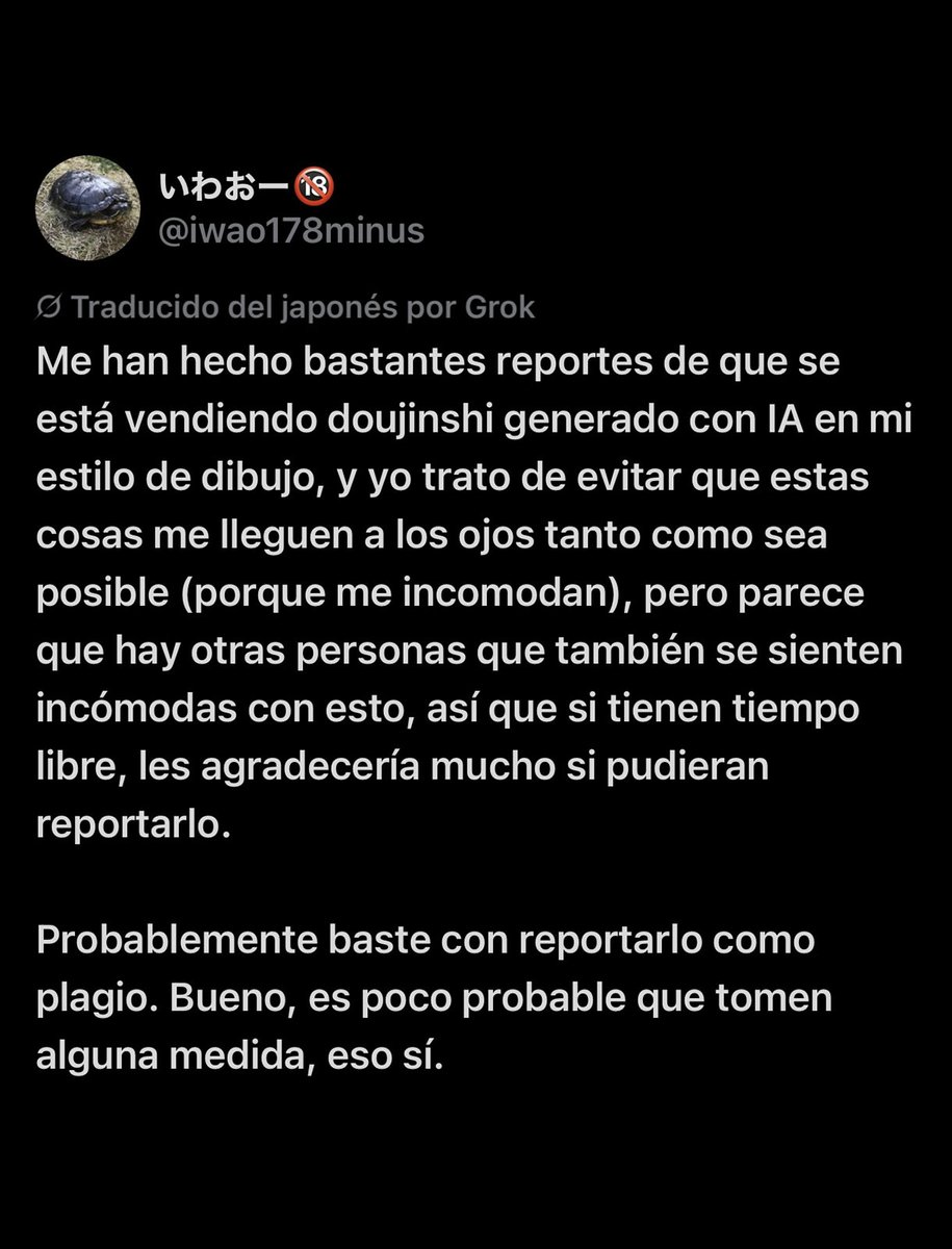animetrends's tweet photo. Un ilustrador de doujinshi para adultos de ‘Bleach’ se quejó públicamente de que varias personas están usando inteligencia artificial para CLONAR su estilo de dibujo y venderlo en internet, pidiéndole a sus seguidores que reportaran esas obras por plagio.

Sin embargo, a los usuarios japoneses no les hizo ninguna gracia su reclamo y se le fueron encima por pura hipocresía, recordándole que él mismo lleva años lucrando con dibujos explícitos de personajes como Orihime Inoue sin permiso de Tite Kubo ni de la editorial.
