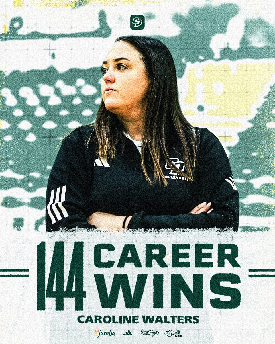 CalPolyVolley's tweet photo. 💚💛 𝐓𝐇𝐈𝐒 𝐃𝐀𝐘 𝐈𝐍 𝐌𝐔𝐒𝐓𝐀𝐍𝐆 𝐇𝐈𝐒𝐓𝐎𝐑𝐘 💛💚

Caroline Walters officially passed Mike Wilton to become Cal Poly Volleyball’s all-time career wins leader! Congrats, Coach! 🥳

#RideHigh https://t.co/7ne4XKEAij