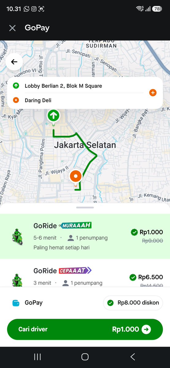 esteryzee's tweet photo. kalau udah tentuin mau ke mana, tinggal cek tarif gojek lewat aplikasi gopay sebelum pesan. semoga rutenya kebagian promo Gojek Mulai 1000 DiGoPay https://t.co/VRQw4wRQSE