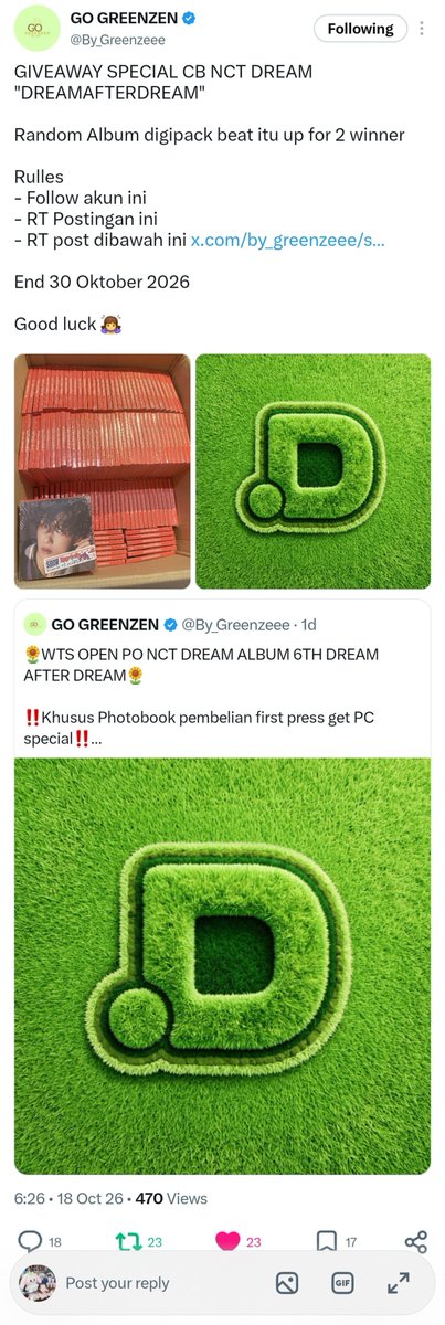 pinkki723's tweet photo. @By_Greenzeee all done, izin ikutan ya kakkk, thank you🫶🏻 https://t.co/7gs3AH5E1Y