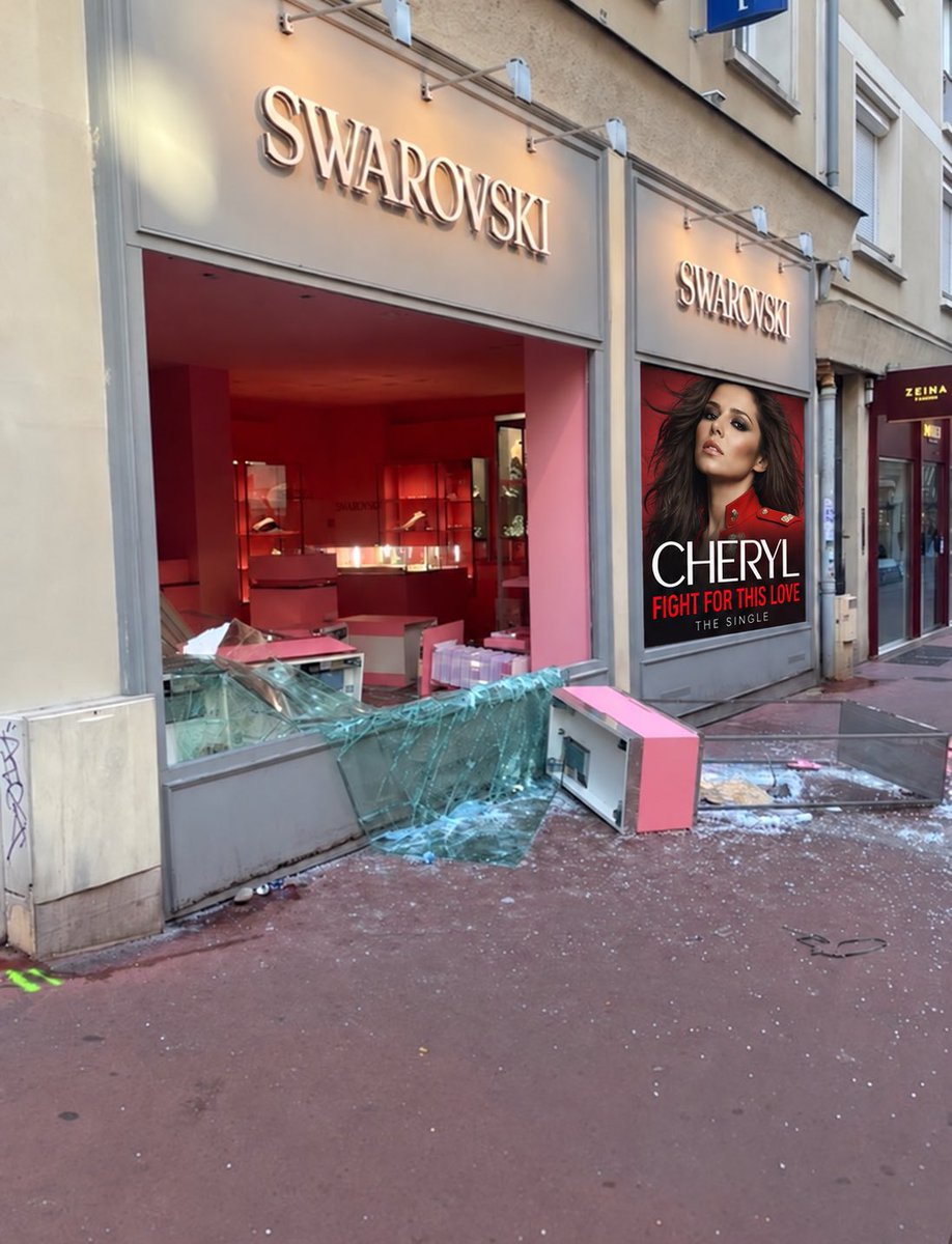 Peteyville's tweet photo. Amid protests in France, Cheryl’s ‘Fight For This Love’ posters have remained untouched. https://t.co/qkFyKlm6x8