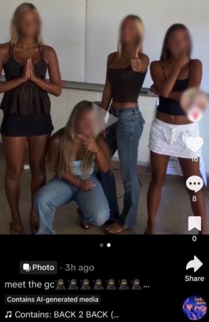 SeeRacists's tweet photo. 🚨BLACKFACE: Four white high school girls darkened their faces to MOCK Black children in a racist TikTok post, sparking student WALKOUTS.

📍 Santa Barbara County, California

Four students at San Marcos High School recreated a photo of four Black children, darkening their skin and copying their poses.

They posted the images on TikTok with ninja emojis, which have been used online as coded references to the N-word.

The backlash was immediate.

School officials confirmed the four students were disciplined but declined to disclose the consequences.

Students from San Marcos and neighboring Dos Pueblos High School walked out of class, demanding accountability and stronger action against racism.

Four students chose to put this online. Other students chose to stand up against it.

RACISM ISN’T A JOKE.
