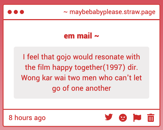 maybebbplease's tweet photo. oooh i have not seen happy together! chungking express has been on my list forever but yk how it goes the list is long and my friends don't like foreign film as much as i do 😭 i will add this tho for my solo watch parties! and i'm with you on david lynch's dune!! https://t.co/GLups3onAN