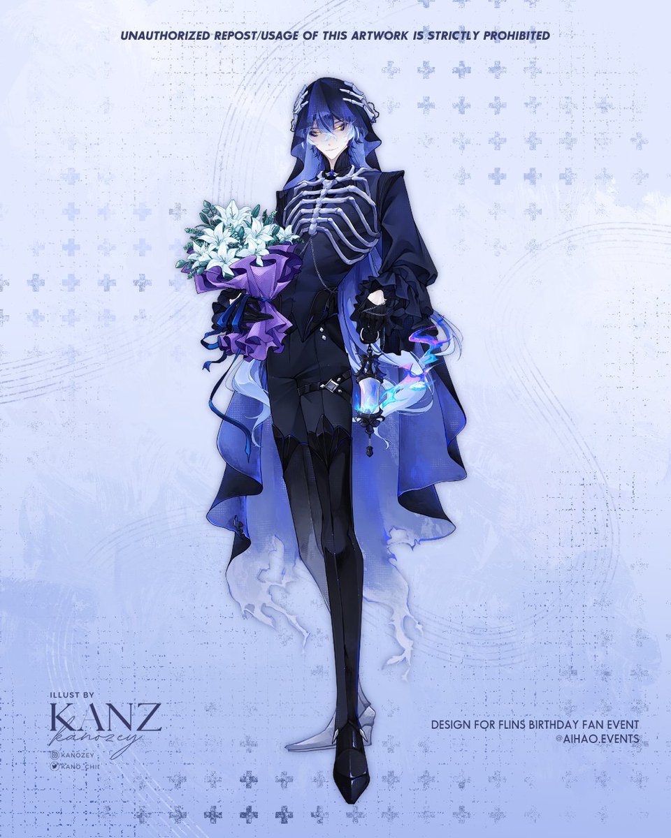 kano_chii's tweet photo. Super happy to finally release the full artwork/design of Flins that I did for his birthday event I'm hosting next week! 

#GenshinImpact #Flins https://t.co/bwijV96wpK