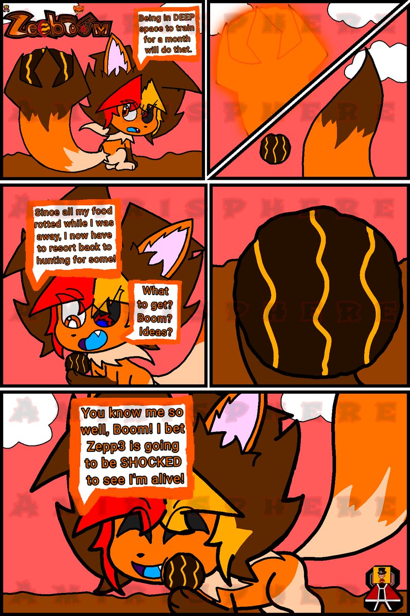 AmirisphereDX4's tweet photo. Zeoboom #1 (Pages 5 - 8)

Zepp3, Zeoboom's tablet assistant, hasn't seen him in that month, so all of Zeoboom's food went bad. It's a good thing Zeoboom grew up hunting.

4 pages of Zeoboom's comic uploaded every Sunday, &amp; you can buy the full comic here: https://t.co/ZAhGwr1y8G https://t.co/7jNACR4uEt