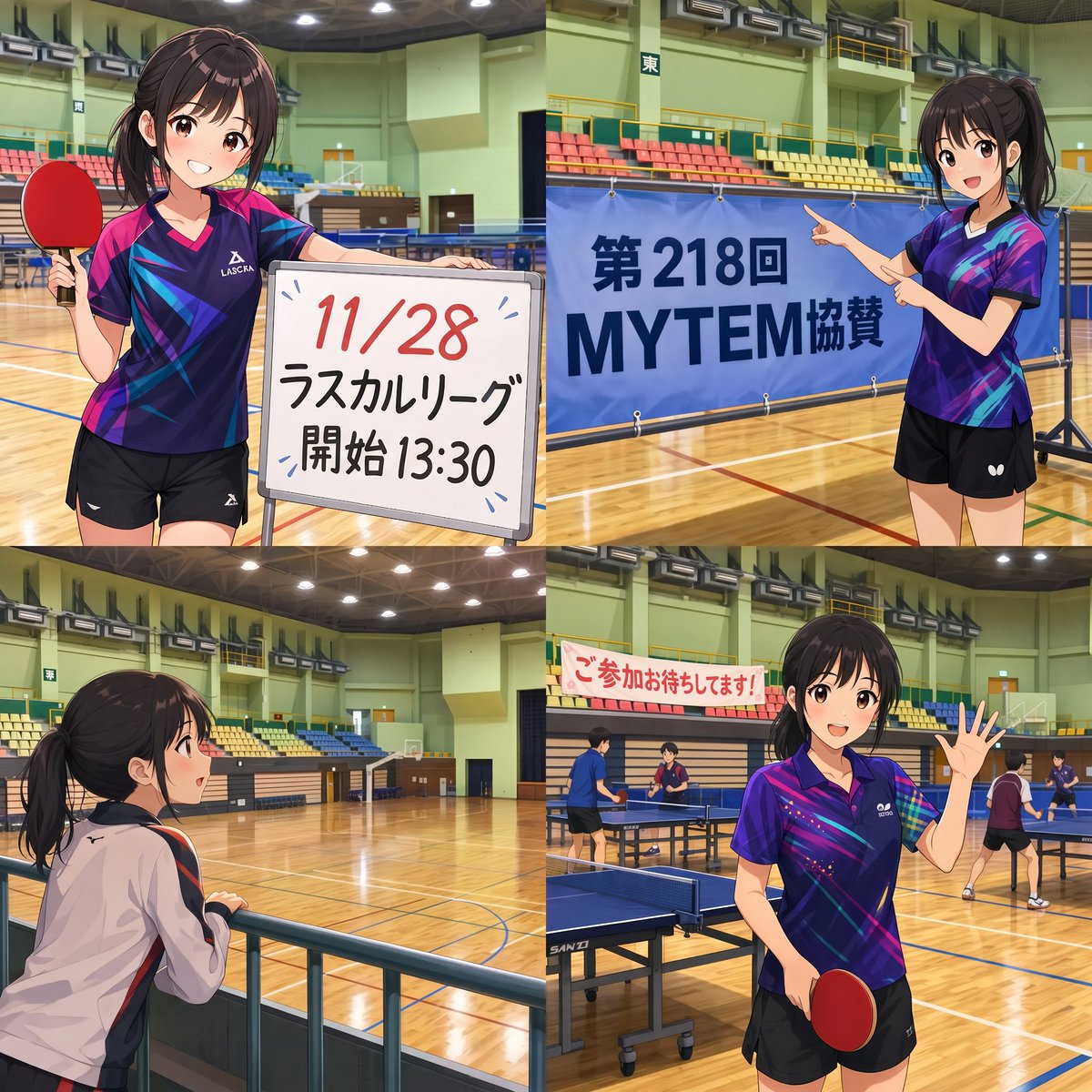 rascalttc's tweet photo. 🏓第218回 MYTEM協賛 ラスカルリーグ開催！
📅11/28（土）
📍さいたま市・浦和駒場体育館 競技場
開場13:00／開始13:30／終了17:00

参加申込締切は当日12:00です。
皆さまのご参加をお待ちしています！

詳細・お申込みはこちら👇
https://t.co/ES1hTN6fn7

#卓球 #ラスカルリーグ #p4match https://t.co/piamQAZOFa