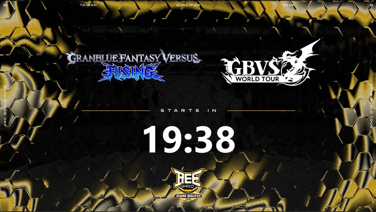 GamerBeeTW's tweet photo. 【BeePro Taiwan Qualifier (GBVS World Tour)】

配信は始まりました

Twitch: https://t.co/UszsT09RVV
Youtube: https://t.co/gV1uAu3LxK https://t.co/IAOJ58sHxx