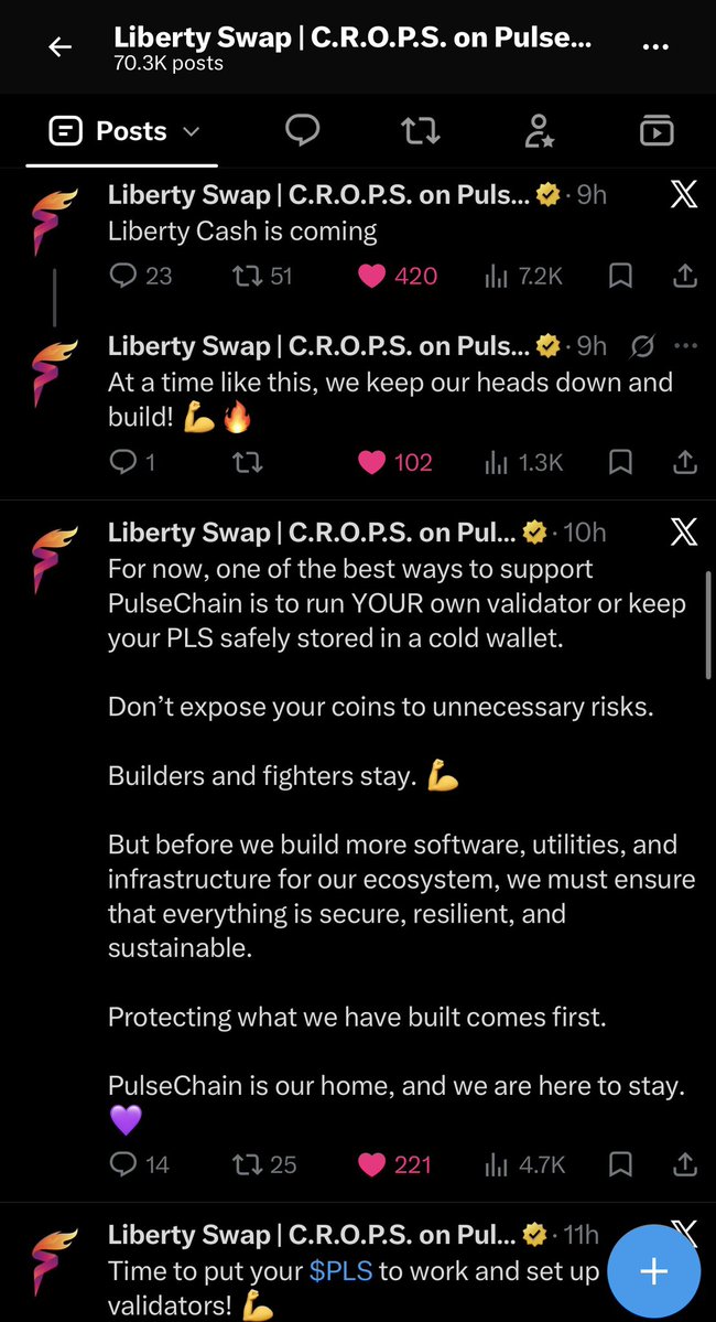 yourfriendSOMMI's tweet photo. ❤️💛💚💙

🚨 Things You Missed

LibertySwap have made heaps of posts and updates for PulseChain.

- Liberty Cash announced
- Wallet Updates
- PLS Validators
- Richard Heart Support

LibertySwap said the Bridge is in good hands.

Funds are safu. https://t.co/LcduH4zTEN