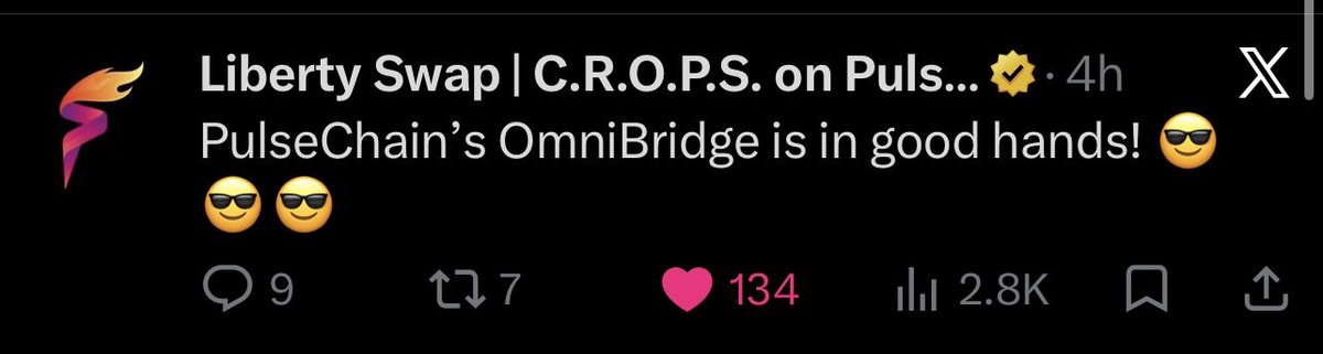 yourfriendSOMMI's tweet photo. ❤️💛💚💙

🚨 Things You Missed

LibertySwap have made heaps of posts and updates for PulseChain.

- Liberty Cash announced
- Wallet Updates
- PLS Validators
- Richard Heart Support

LibertySwap said the Bridge is in good hands.

Funds are safu. https://t.co/LcduH4zTEN
