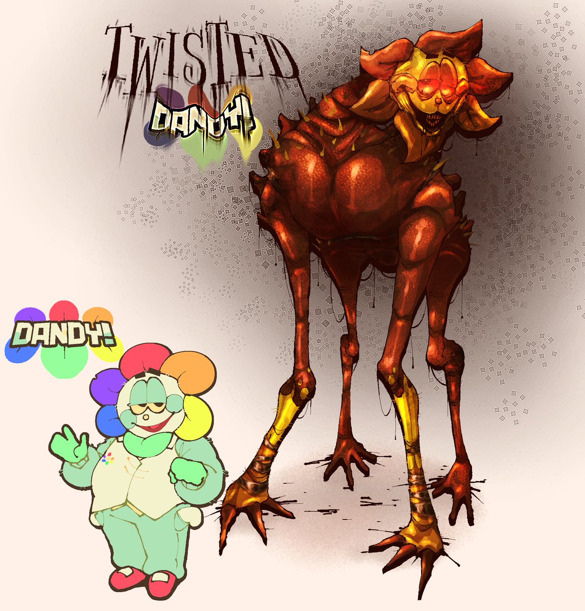 JustEg33's tweet photo. anyway uhh i had fun with the new update so i made a design take on dandy and his twisted counterpart
okay? okay thanks
#dandysworld #dandysworldfanart https://t.co/yefPOKXas9