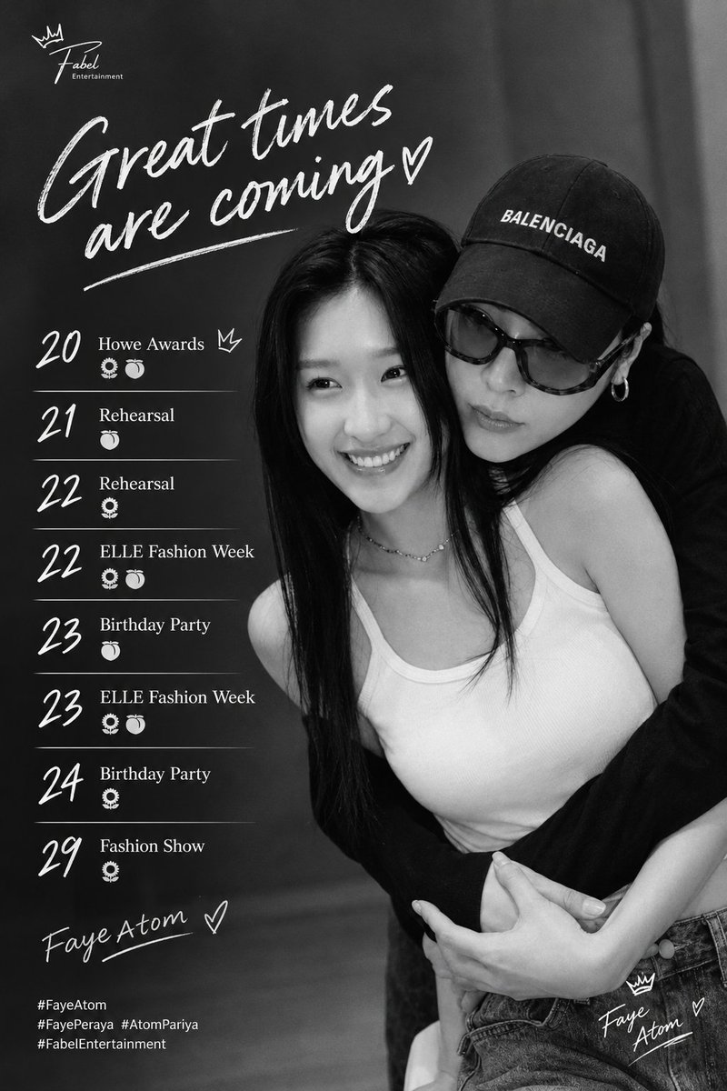 xenacute46's tweet photo. Stay tuned and get ready to support FayeAtom every step of the way.

A week full of special moments, exciting events, and beautiful memories awaits our girls. From award nights and fashion shows to their birthday celebrations, let’s make every moment count! 🌻🍑

#FayeAtom https://t.co/K77n2SUvRm