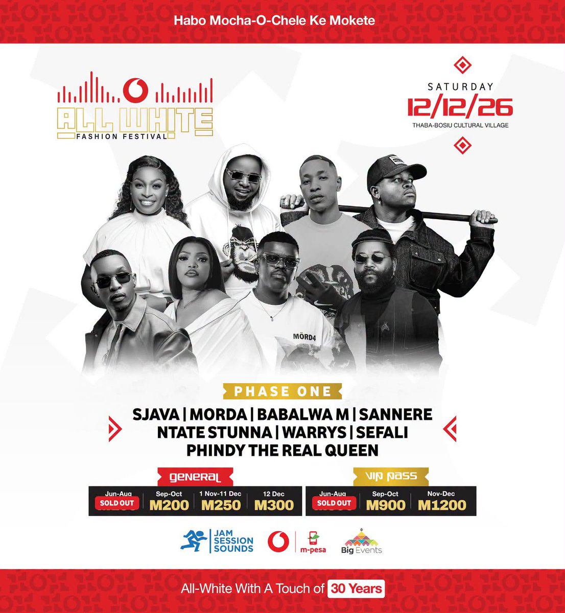 VodacomLes's tweet photo. Fits ready? Energy ready? Because the Vodacom All White Fashion Festival is getting closer!
📅 12.12.26
📍 Thaba-Bosiu Cultural Village
Vodacom All White With A Touch of 30 Years. ❤️
#PhaseOne #HaesoHoMonate🇱🇸 https://t.co/hwdr1bbW7Q
