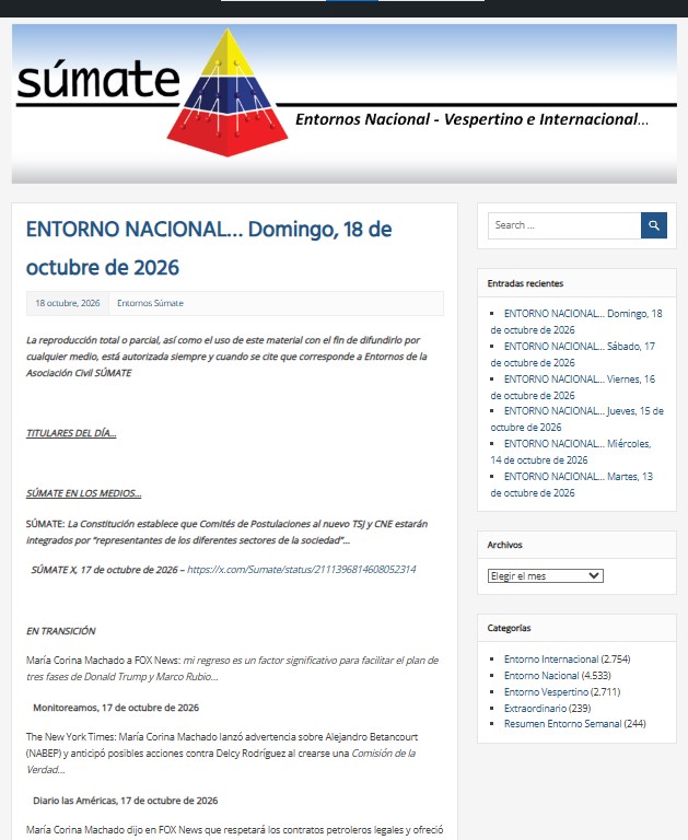 Sumate's tweet photo. Entorno Nacional #Domingo18OCTUBRE
Si necesitas estar informado de las noticias más importantes en el ámbito político-electoral, accede a nuestro reporte matutino con lo publicado por principales portales Web, nacionales e internacionales.
Pulsa aquí: https://t.co/2QyWayoBO6 https://t.co/216ruuHz1v