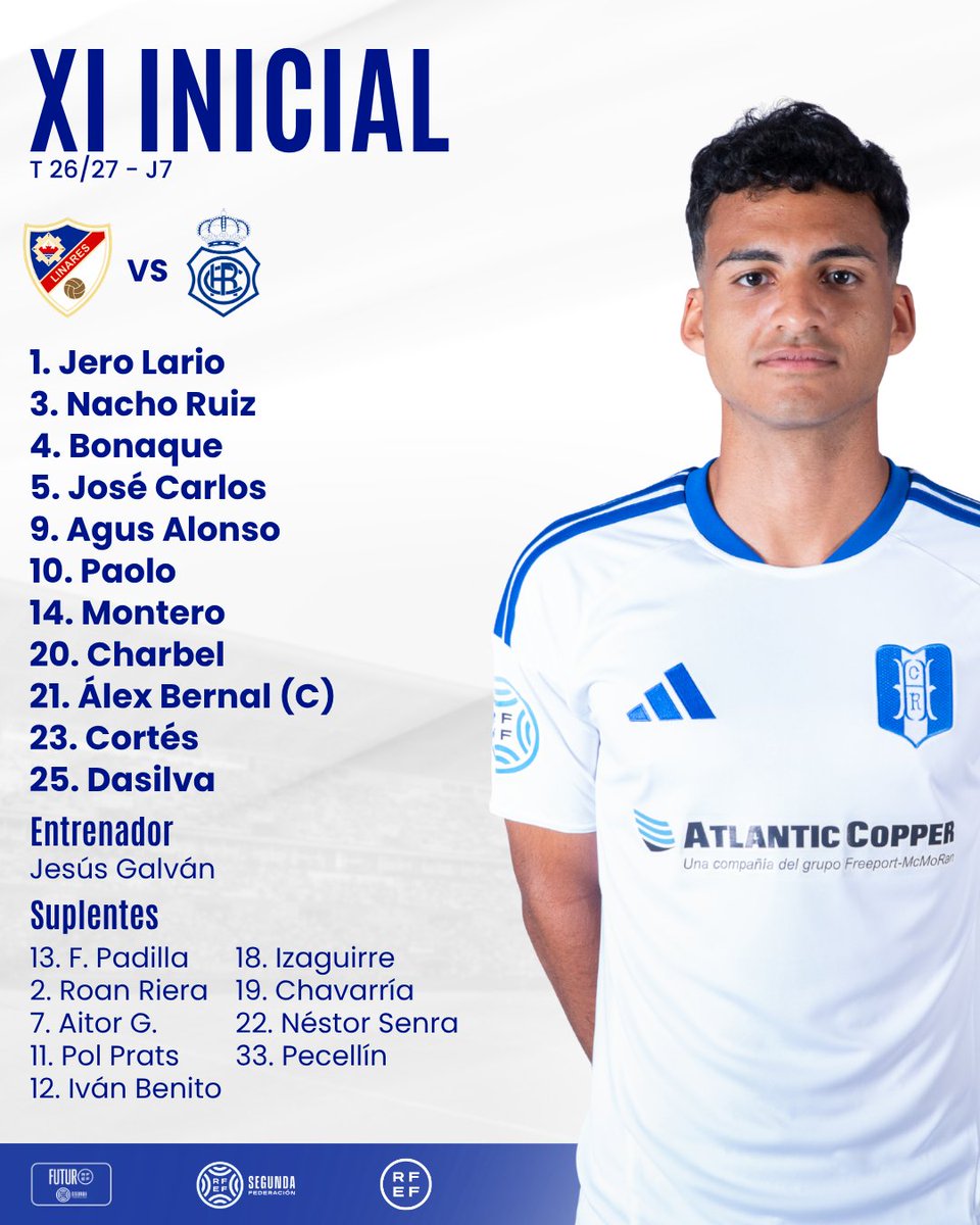 ManuLopezGarzon's tweet photo. Once del Recre con varias novedades. Ya Jesús Galván dejó caer que Charbel puede actual de extremo y tiene toda la pinta que así jugará de inicio en Linares. Bonaque vuelve al once como jugador insustituible. Y en la banda izquierda estará Samu Cortés.

📸 @recreoficial https://t.co/4j853mPDrO
