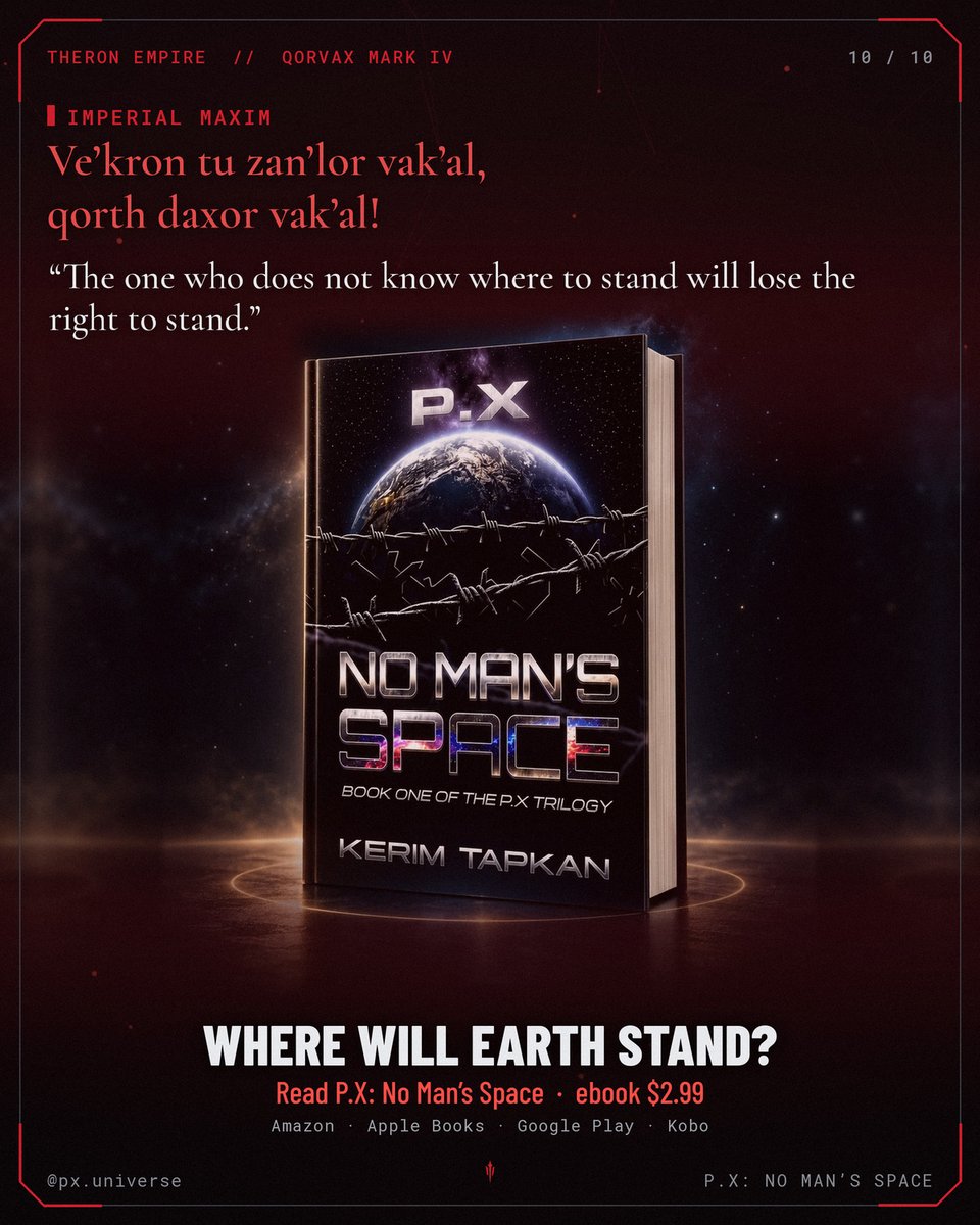 pxuniverse's tweet photo. 10/10 A Theron Imperial maxim:

“Ve’kron tu zan’lor vak’al, qorth daxor vak’al!”
The one who does not know where to stand will lose the right to stand.

Where will Earth stand? And what would you measure the Qorvax against? https://t.co/PdbD6FO8rp