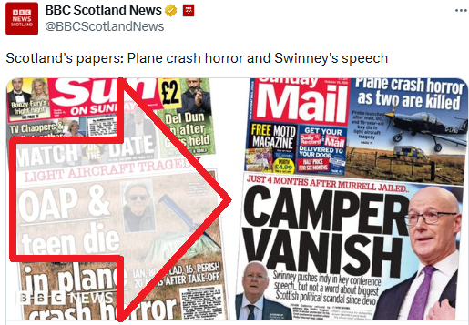 msm_monitor's tweet photo. Juvenile behaviour from a badly compromised broadcaster. Seriously, this isn't doing BBC Scotland any favours at a time when trust in the station is plummeting and more and more folk refuse to fund blatant BritNat propaganda. https://t.co/CFgTTqOPP6