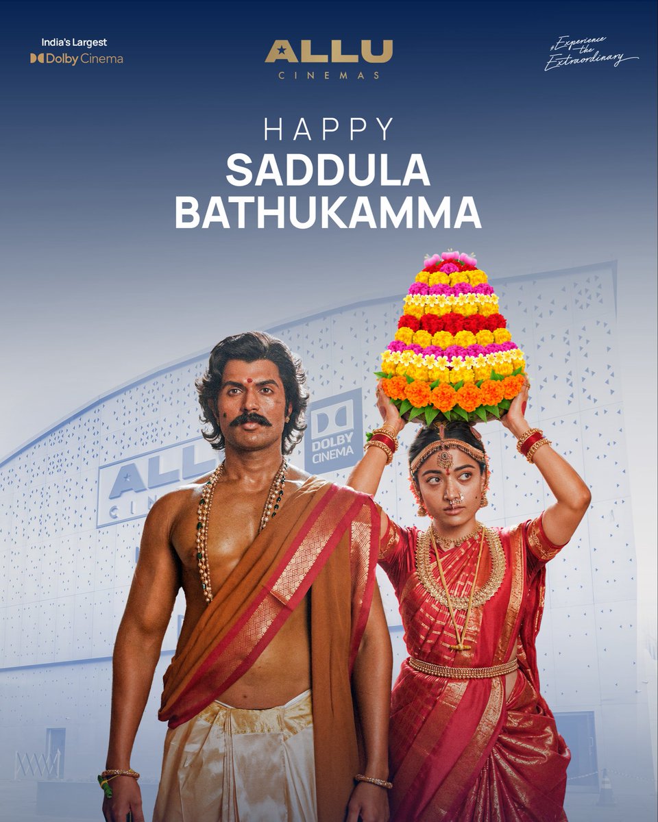 AlluCinemas's tweet photo. Wishing you a Happy Saddula Bathukamma! ๐ผ
May the festival bloom with joy, colour and togetherness.
Celebrate the Extraordinary โจ
#SaddulaBathukamma #AlluCinemas #Bathukamma #ExperienceTheExtraordinary https://t.co/FQqggPUEHG