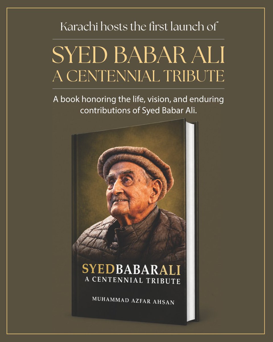 NutshellGroup's tweet photo. Karachi hosts the first launch of Syed Babar Ali: A Centennial Tribute.

More than a book, this centennial tribute reflects on the life, leadership and lasting impact of Syed Babar Ali, preserving an extraordinary legacy for future generations.

1/2 https://t.co/ccTIYnZs4i