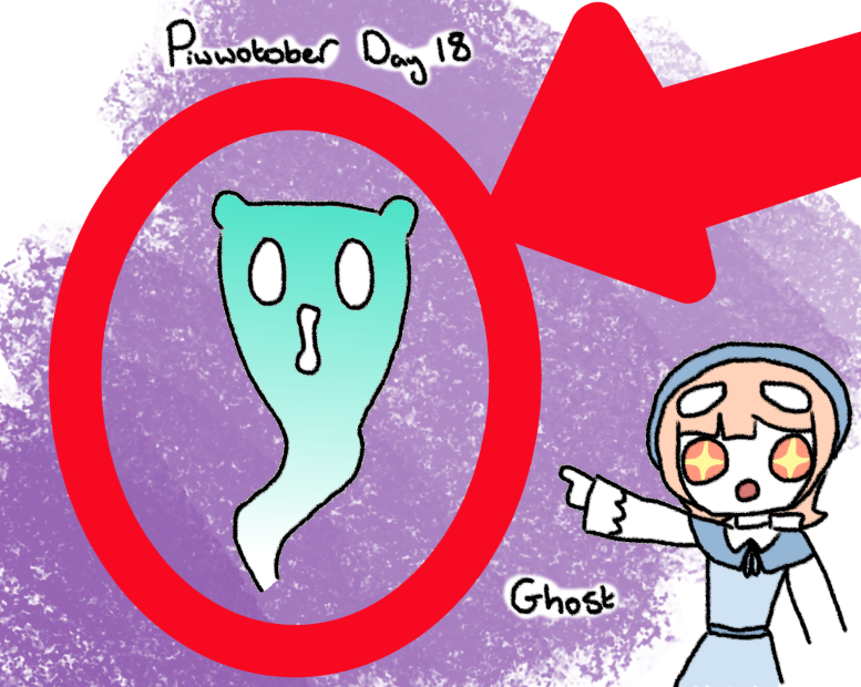 SaikouSapling's tweet photo. #Piwwotober Day 18: Ghost!
"Did you see it????"

I usually draw these a day in advance but I forgot to do it yesterday so I had to rush it before work lol https://t.co/eHRkd3hDJb