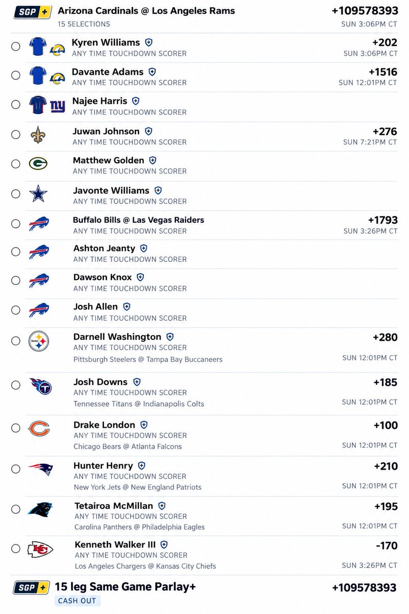 Aishabetparlays's tweet photo. 🚨🏈 #NFL TOUCHDOWN LOTTO IS LOCKED IN. 🔒💰

15 LEGS. ONE MASSIVE PAYOUT. 😳🔥
+109,578,393 ODDS 🤯💸

📲 JOIN MY FREE TELEGRAM GROUP LINK IN BIO. ⬇️⬇️

📩 DM FOR VIP ACCESS
LET’S SEE SOME TOUCHDOWNS. 🏈💥

#NFL #SportsBetting #PrizePicks #GamblingTwitter https://t.co/vRVTGN3udz