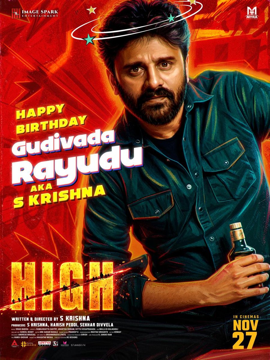 rameshlaus's tweet photo. A Special Birthday Wish to Gudivada Rayudu! 🔥❤️‍🔥

Team #HIGH celebrates the birthday of @YoursSKrishna garu with loads of love and best wishes! ❤️🎉

Get ready to witness his POWERFUL VISION unfold on the BIG SCREENS from NOVEMBER 27th! 💥🎬

#HIGHFromNov27th https://t.co/W0hNrnVmQe