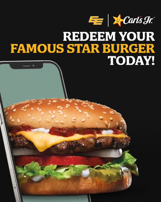 GoElks's tweet photo. Thanks to the 3 TDs in Friday's game, you get a FREE Famous Star Burger from
Carl's Jr. Canada!

Redeem this offer at any Carl's Jr. location in Edmonton and the surrounding area.

REDEEM NOW | https://t.co/nHsPRxonJk
#GoElks | Carl's Jr. Canada https://t.co/THq11oCq0M
