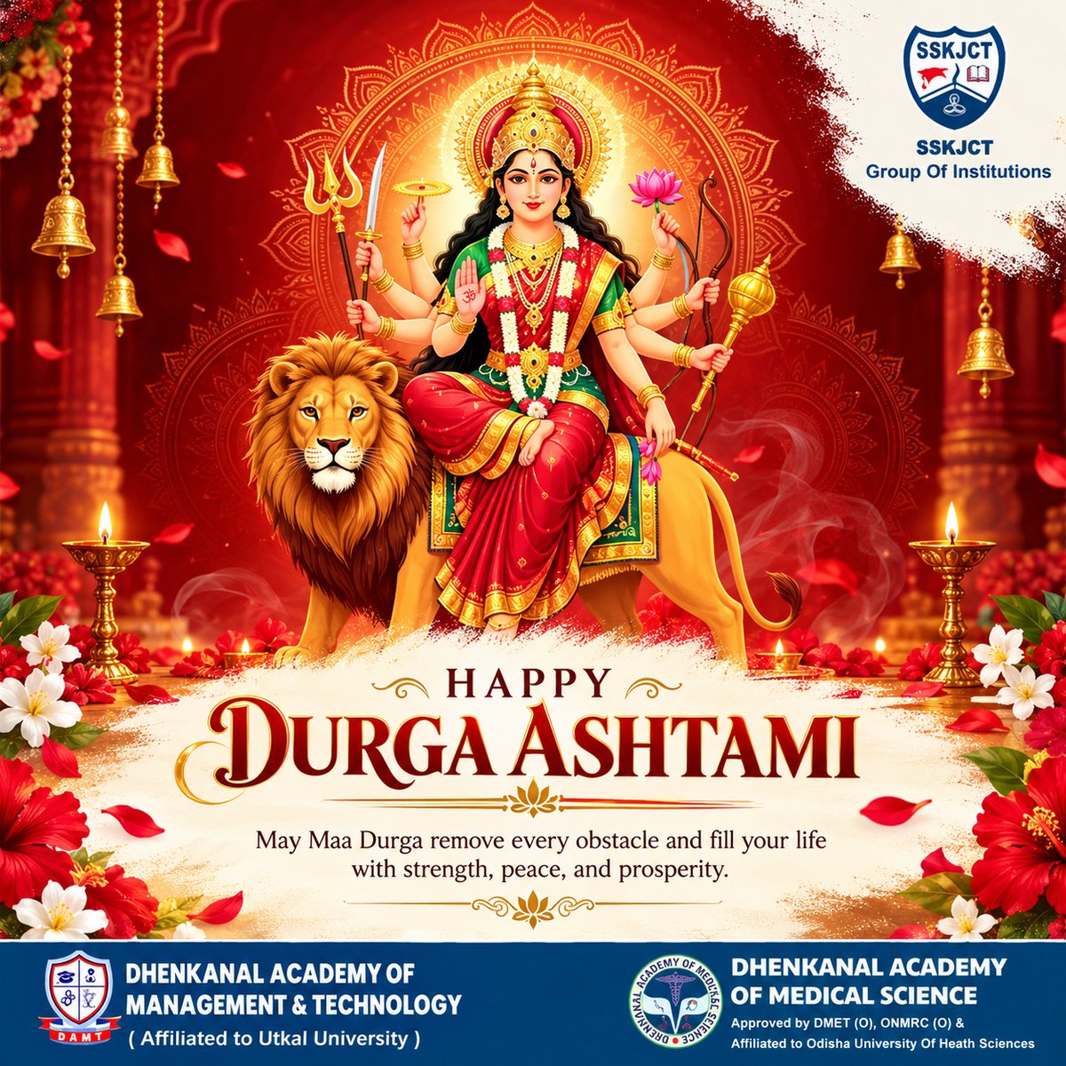 DAMS_dhenkanal's tweet photo. 🌺🙏 Happy Durga Ashtami! ✨
May Maa Durga bless everyone with strength, wisdom, happiness, and prosperity. May her divine grace remove all obstacles and fill every heart with peace, positivity, and success.
#HappyDurgaAshtami #MaaDurga #SSKJCT #DhenkanalAcademy #DAMS https://t.co/jUu8zUATWu