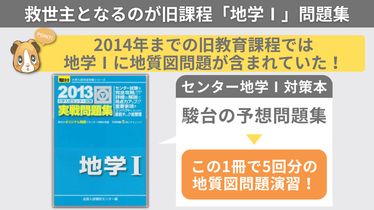 spEarthScience's tweet photo. 共通テスト地学で毎年出題され、正答率が低い「地質図問題」受験生を苦しめている要因は「対策できる参考書の不足」地質図問題を対策できる参考書がなく、僕が受験生の頃も過去問や模試を受ける以外に演習方法を知りませんでした。そんな演習不足の解決策となるのが「旧課程地学Ⅰ」の参考書なんです！ https://t.co/BjD1Crd8Ah