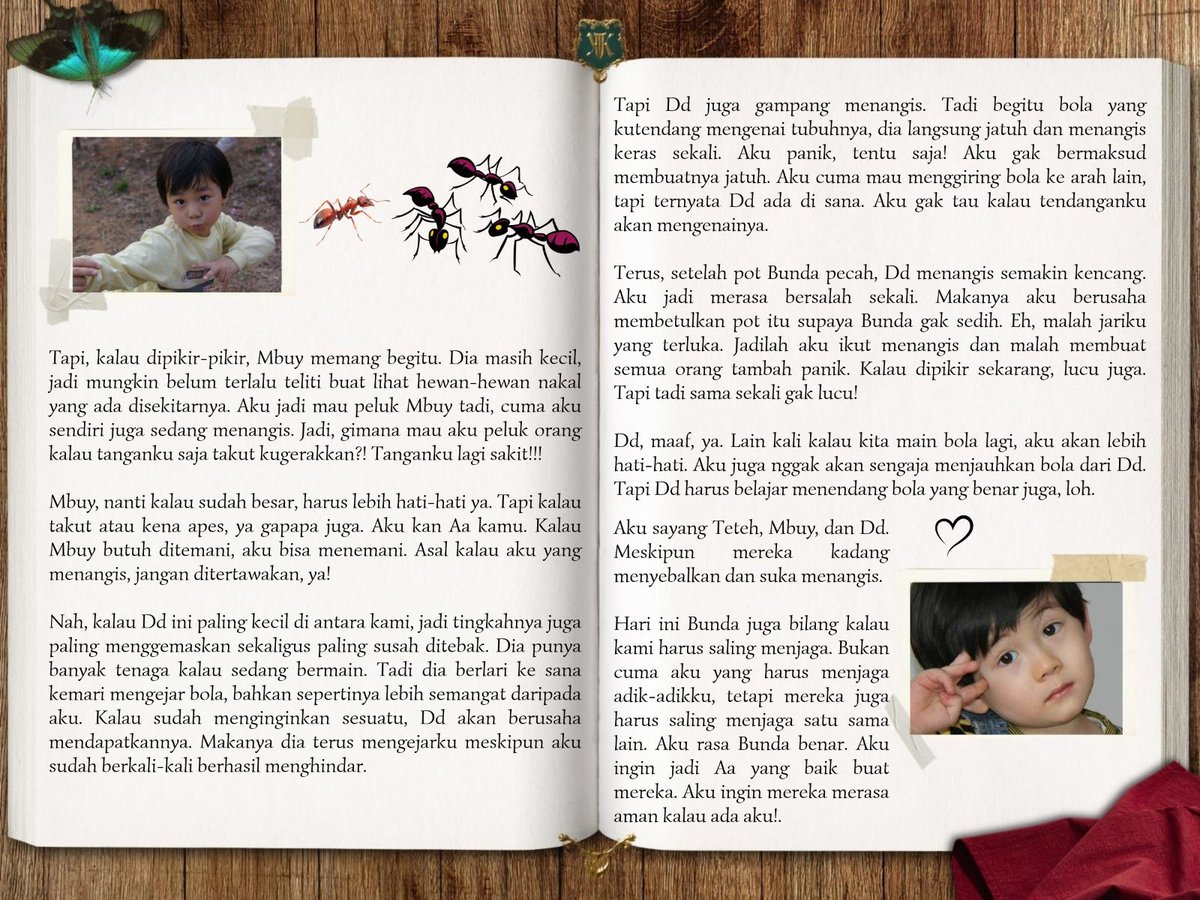 snzippy's tweet photo. ㅤ

Alstair senang sekali menulis di buku sejak kecil. Dan kali ini, ia menulis tentang kejadian bermain di taman belakang, pot bunga Bunda pecah, sampai adik-adiknya!

ㅤ https://t.co/t4WK98smB0