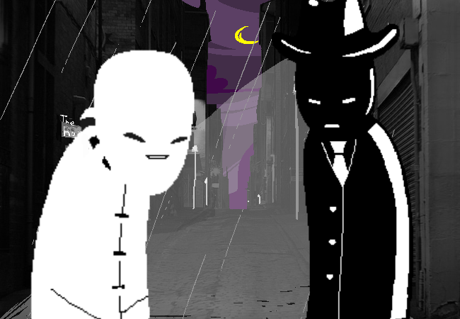 The_AFTERLIFE2's tweet photo. [The inverted version of your boss introduces himself as john blanc and says you look similar to one of his friends except you're from derse, you stand there contemplating on what to say because this interaction is so sudden and weird.] https://t.co/h5WfvuuhQE